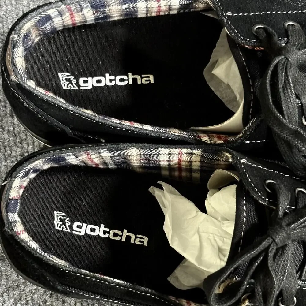 Gotcha Shoes Mens Size 9.5 Black Laguna Leather Canvas Boat Skate Surf Casual